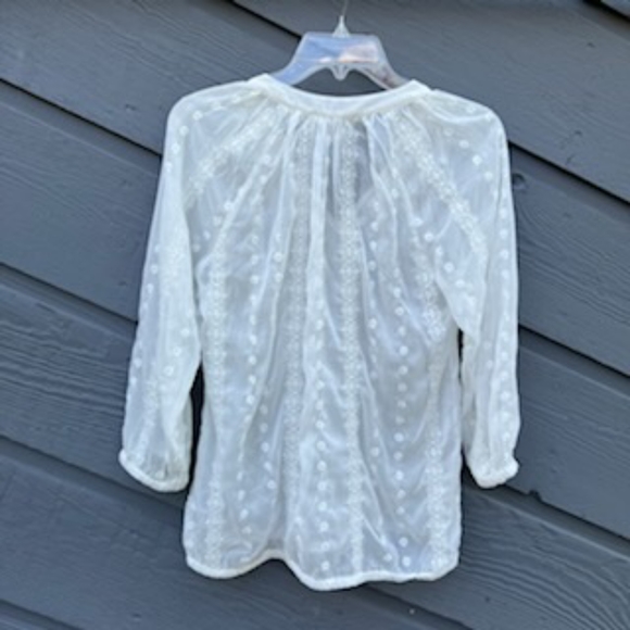 OLIVE & OAK SHEER LACE BLOUSE WHITE SIZE MEDIUM - Picture 7 of 10